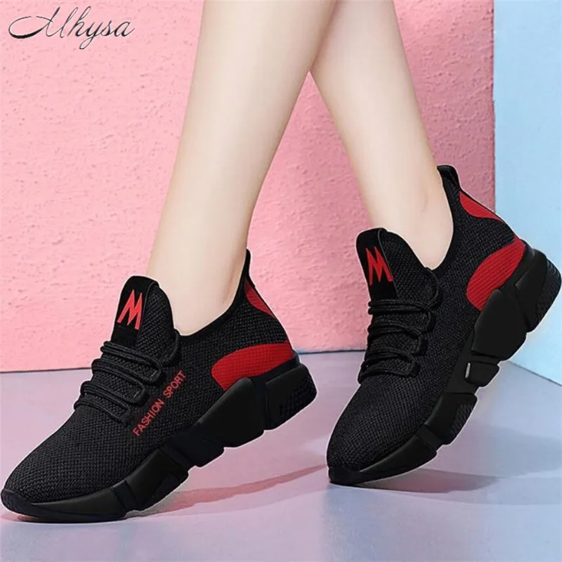 Mhysa 2019 Spring New Women casual shoes fashion breathable lightweight Walking mesh lace up flat shoes sneakers women T71