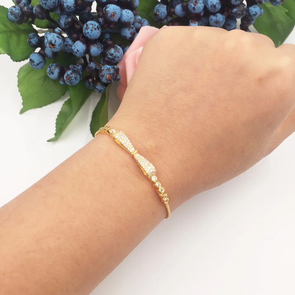 Женский браслет с бантом Элегантный регулируемый фианитом SL445 Pulsera |