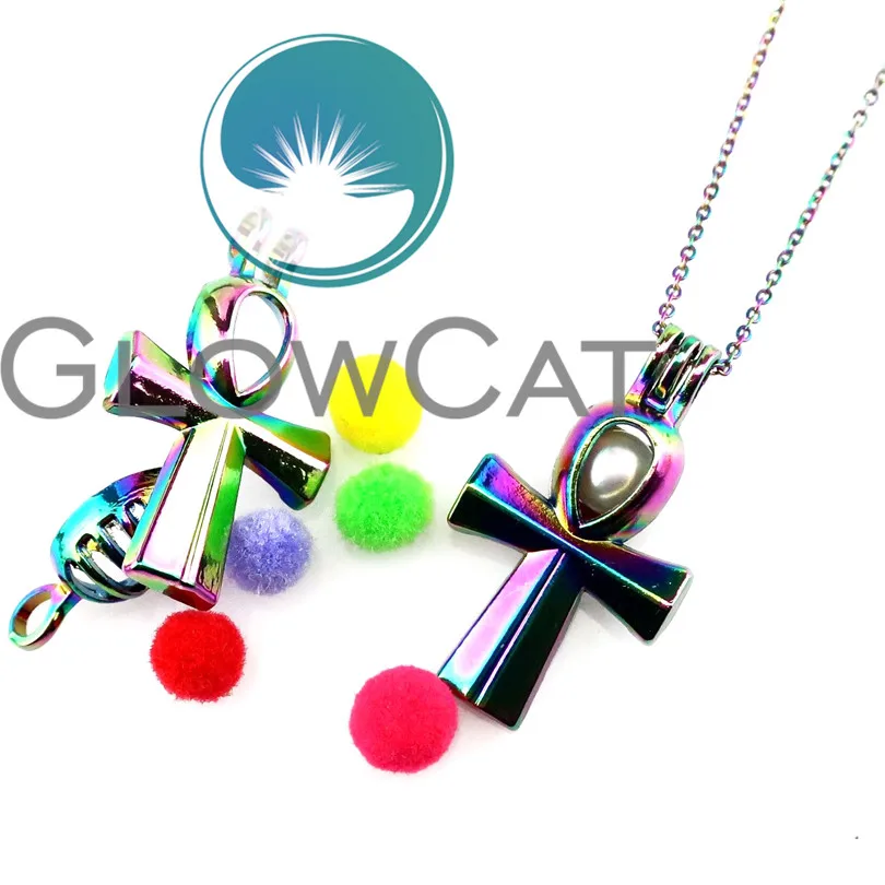 C677 красочные Anka Cross Life Symbol камень Бусины клетка духи эфирное масло диффузор