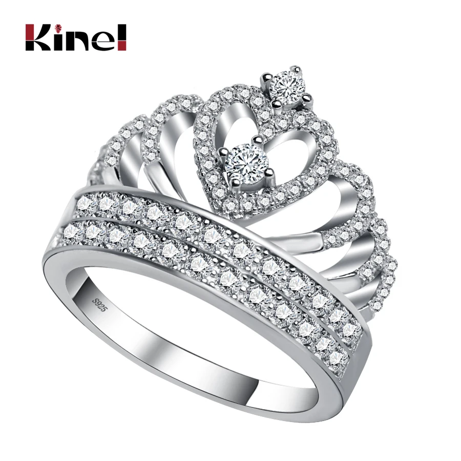 Kinel Hot Exquisite Crown Ring 925 Sterling Silver Wedding Bands Engagement Rings For Women Vintage Jewelry 2017 New | Украшения и