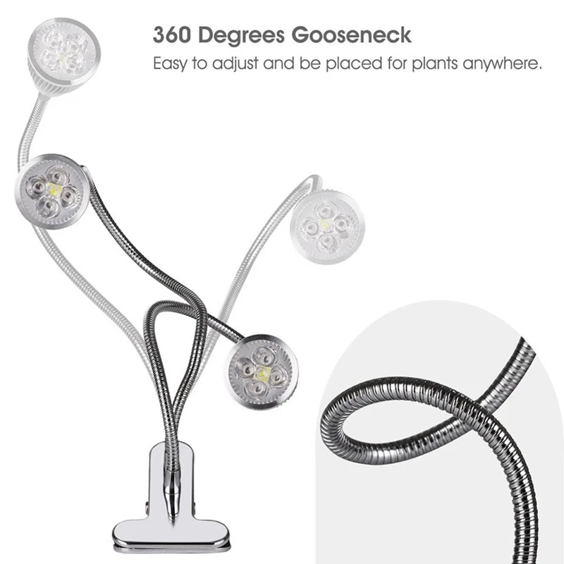 Полный спектр 10 Вт Led Grow Light 360 градусов гибкий держатель лампы клип Светодиодная