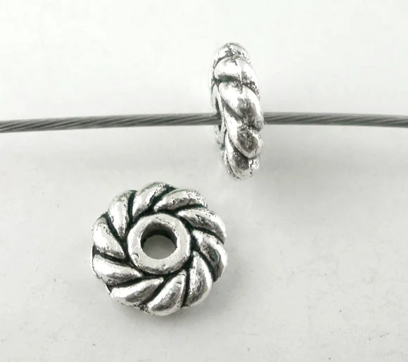 

DoreenBeads 200 PCs Silver color Tiny Flower Spacers Beads Findings 6mm (B03790)