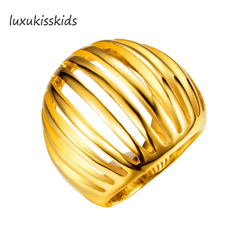 LUXUKISSKIDS бренд новый дизайн классический стиль Глод кольцо из нержавеющей стали