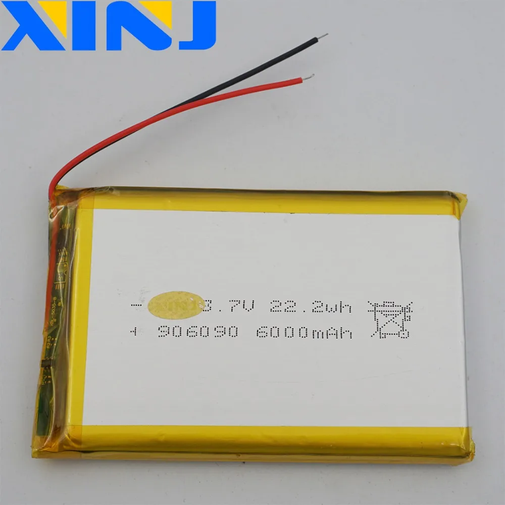 XINJ 3 7 В 6000 мАч литий полимерный аккумулятор lipo cell 906090 для GPS PSP PS5 ipod PAD MID