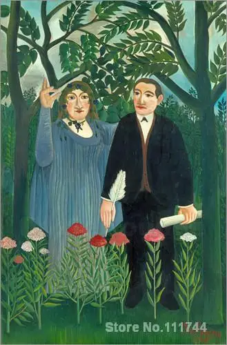 

modern landscape High quality oil painting of Henri Rousseau Der Poet Apollinaire und seine Muse. Hand painted