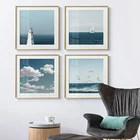 Скандинавский морской пейзаж, синее небо, море, облако, ландшафт, холст, HD Современные настенные картины для гостиной, домашний декор