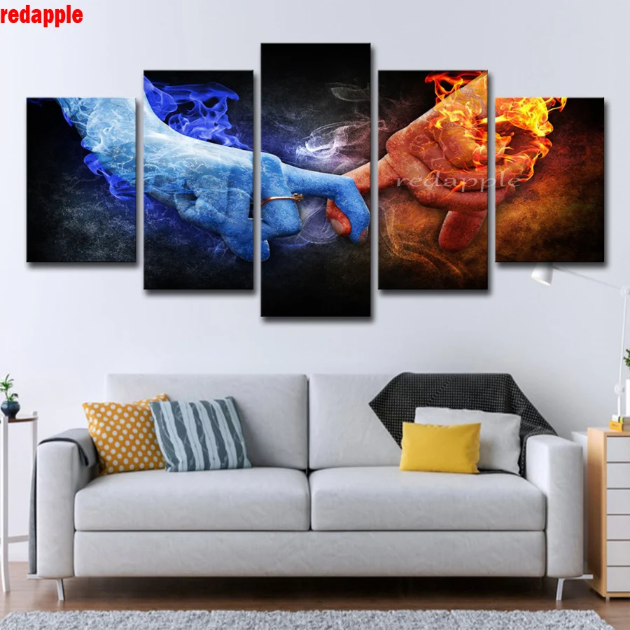 

Diamond Painting Love hand flame Icon 5D Cross Stitch kits Embroidery Mosaic full Square Drill DIY Stickers room Decoration 5pcs