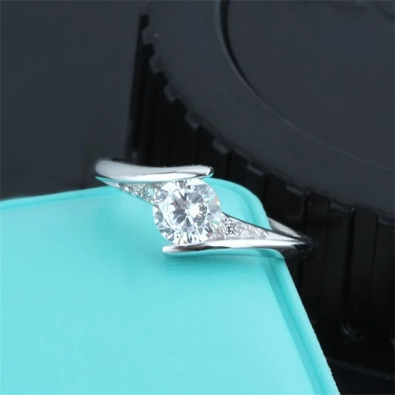 YANHUI,, твердые 925 серебряные кольца, Bijoux, 0,5 карат, циркония, CZ, обручальное, обручальное, ювелирное изделие, кольца, подарок для женщин, JAR013