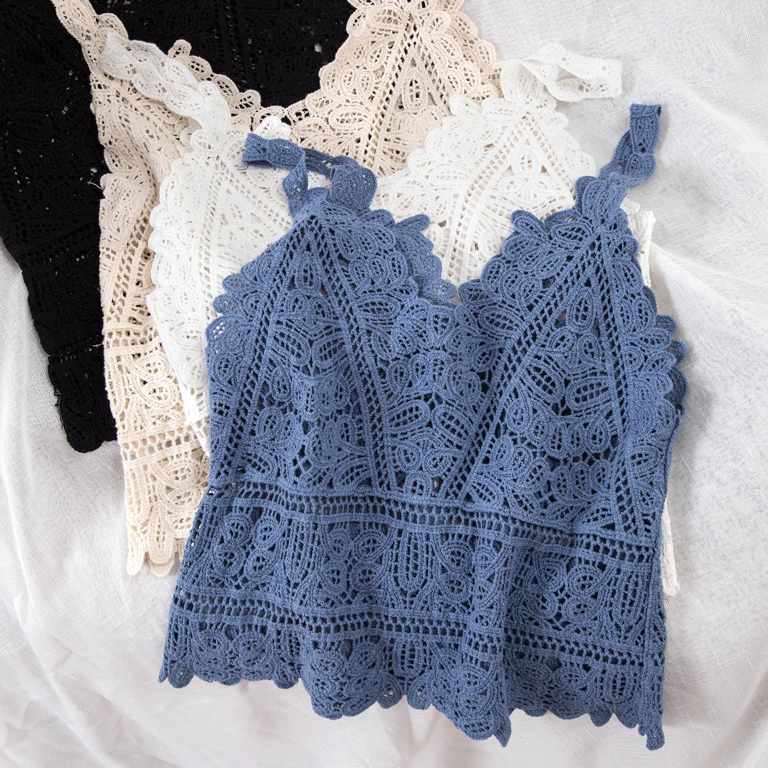 2019 новые женские модные кружевные открытые Camisetas летнее пляжный отдых однотонные