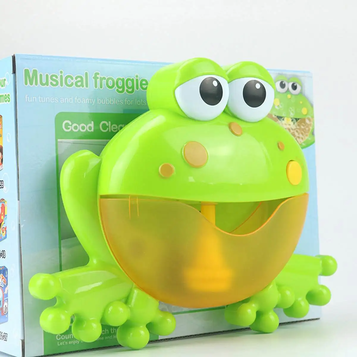 frog with box Милый ребенок ванна пузырь лягушки Краб Автоматическая душевая машина воздуходувка чайник Ванна музыкальные игрушки мультфильм образовательная игрушка подарок для детей - Цвет: frog with box