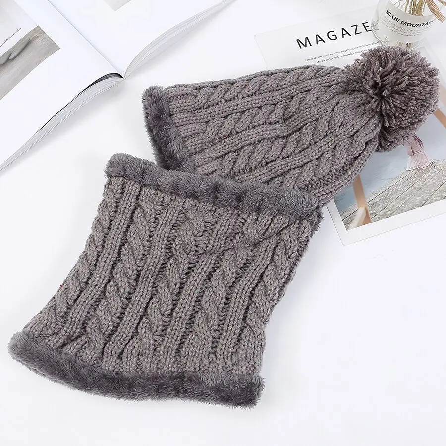 MAERSHEI зимние Skullis Beanies набор шапки и шарфа с помпоном для женщин и мужчин шерстяная шапка s Балаклава маска Gorras Bonnet вязаная шапка