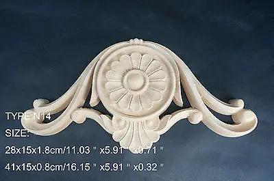 Длинная деревянная резная аппликация N14 28x15x1 8 см Неокрашенная рамка дверная