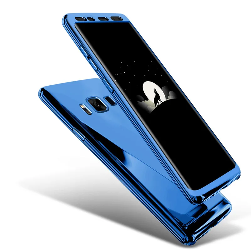 360 градусов покрытие зеркальный чехол s Роскошный для samsung S10 полное закаленное