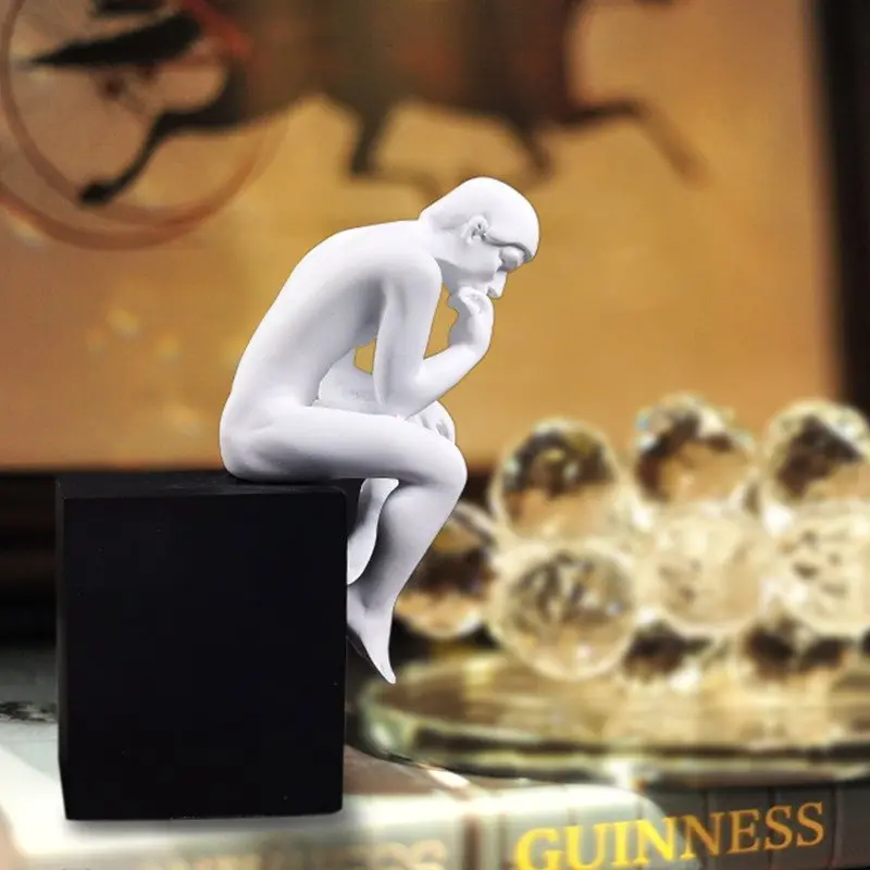 

Abstract Vintage Thinker Figure Figurine Statue White and Black Sculpture Resin Craftwork Home Office Ornament Decor L3285