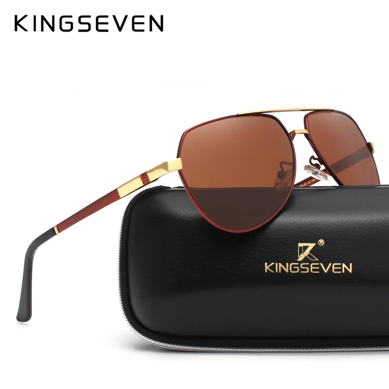 Мужские поляризационные солнцезащитные очки KINGSEVEN черно красные с