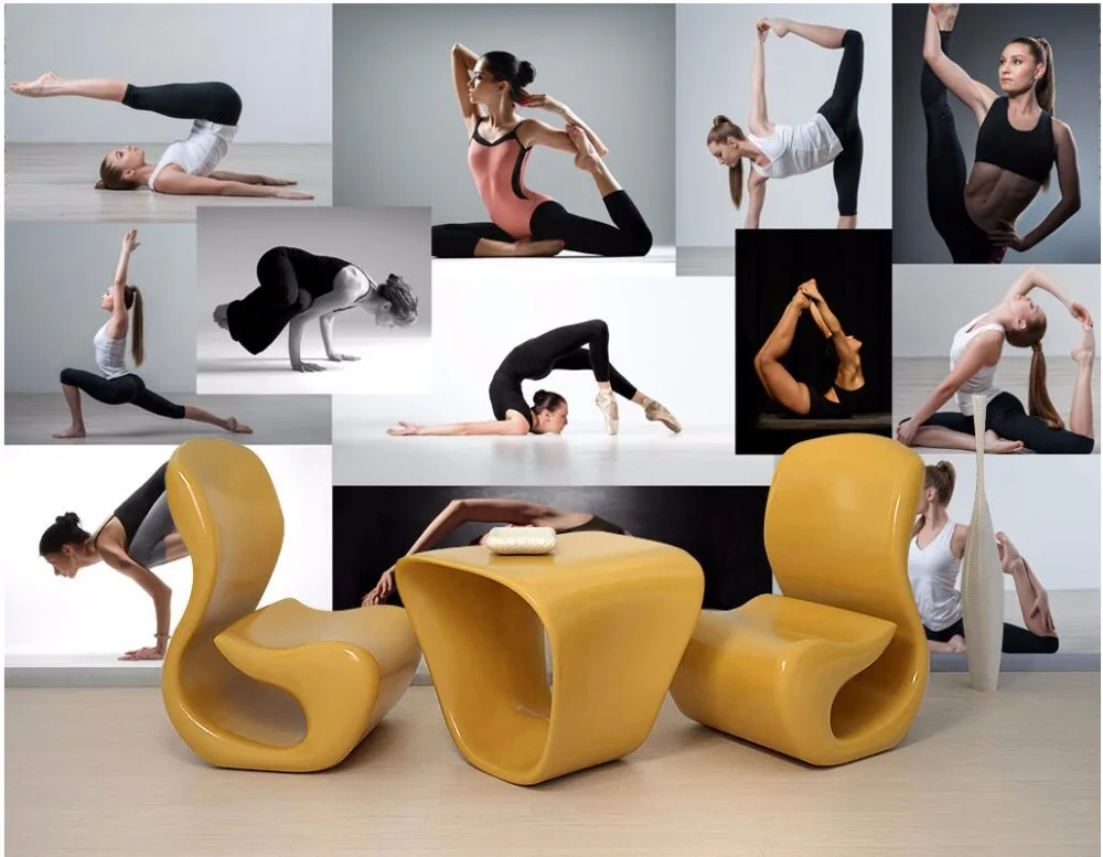 Custom mural 3d room wallpaper Yoga fitness club background wall decoration painting murals for 3 d | Обустройство дома