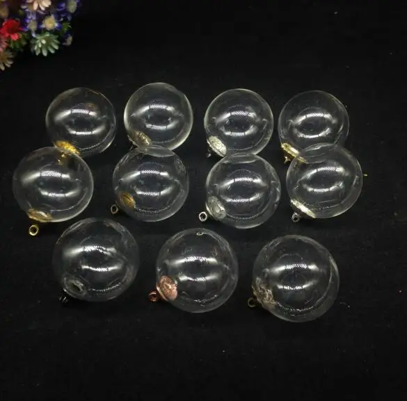 

20pcs 25mm High quality glass ball bottles charms pendant vial set metal cap include, glass globe orb cover dome jars necklace