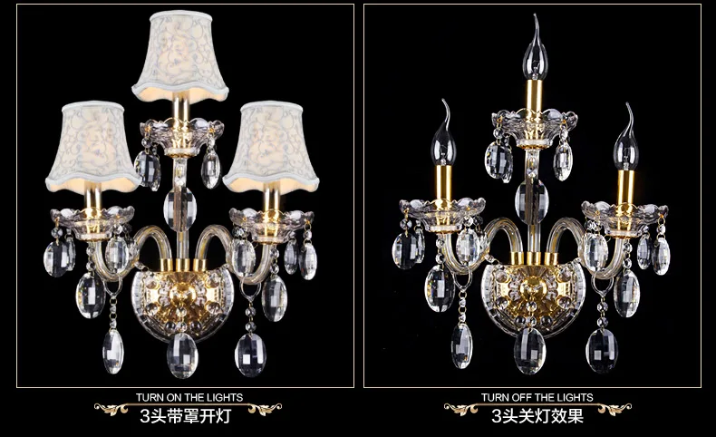 

Настенный светильник AL.HaffaR хрустальный золотой 1/2/3 головки