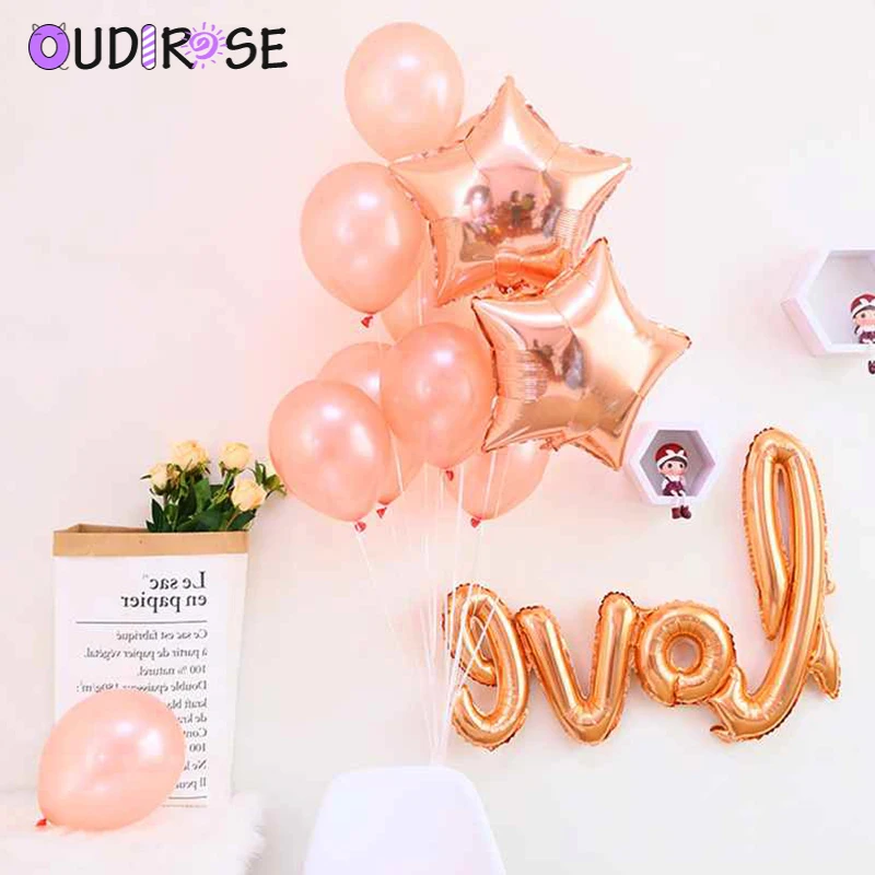 OUDIROSE фольга из розового золота шарик для дня рождения письмо надувной мяч на день