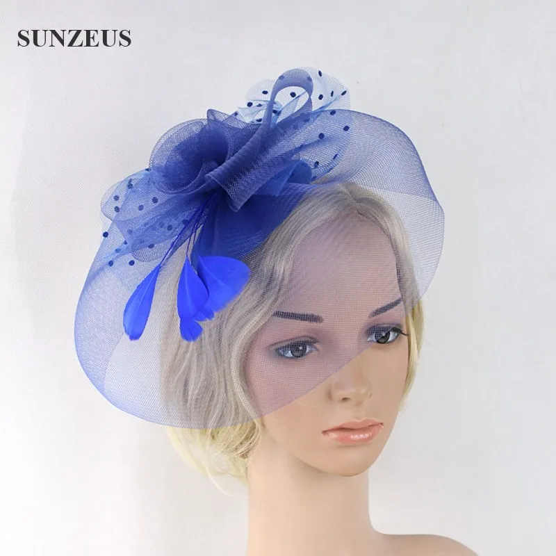Элегантные дамские синие вечерние вуаль для мамы невесты Шапки свадебные