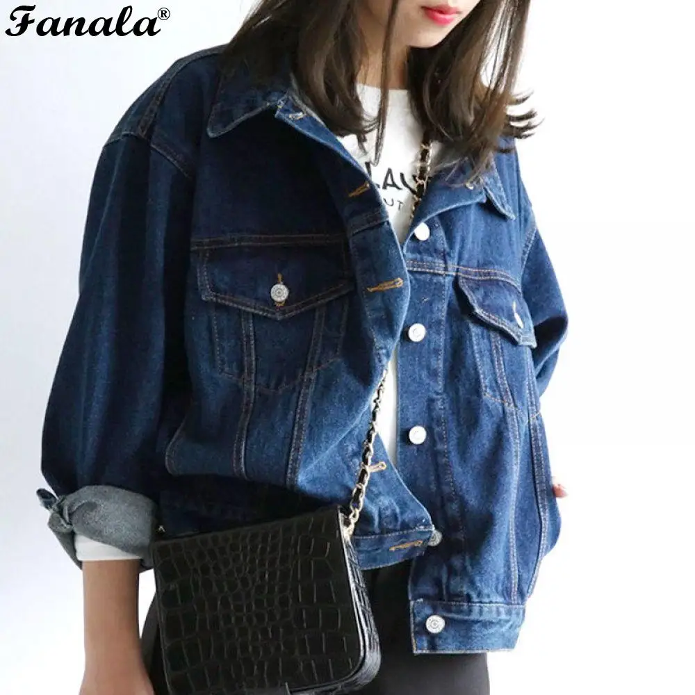 Длинные куртки 2018 базовая Повседневная модная осенняя синяя джинсовая женская