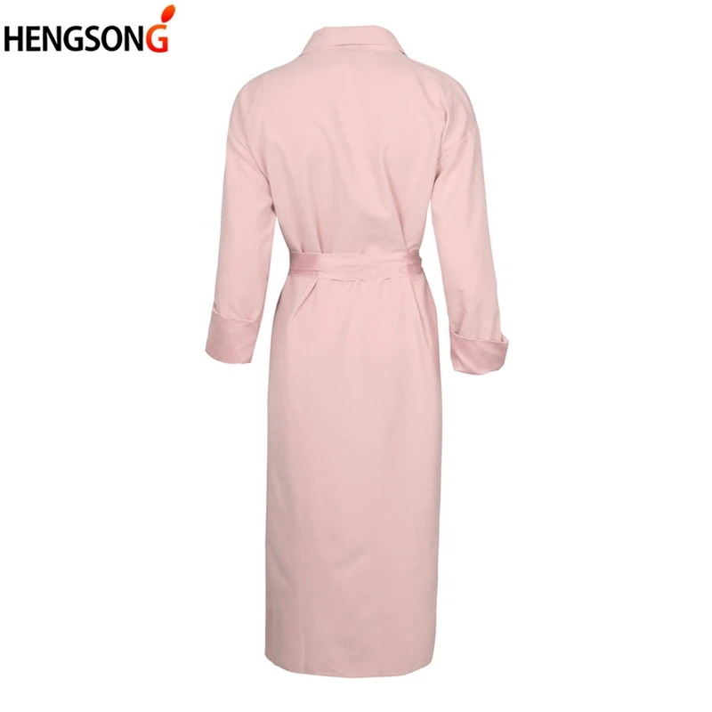 Женская ветровка Повседневная розовая Тренч Весна осень модная Длинная Верхняя