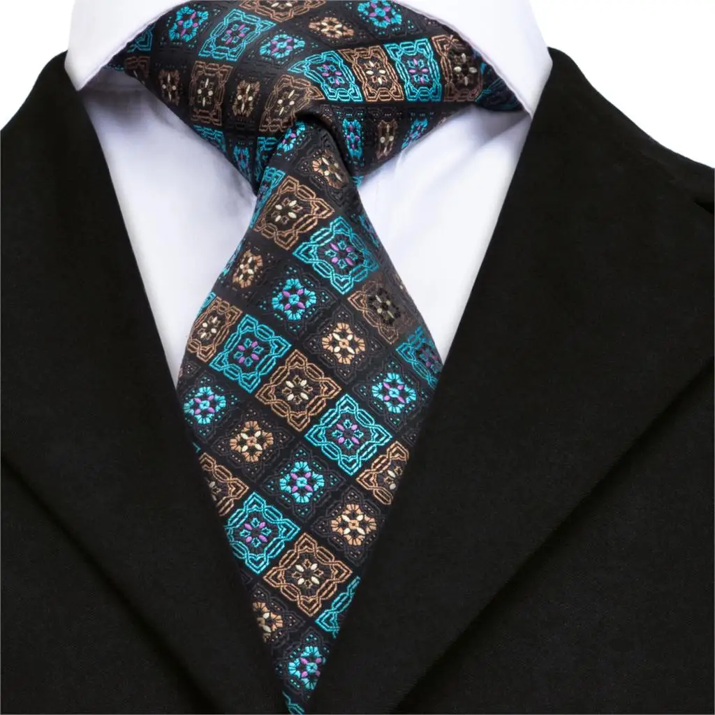 C-1680 Hi-Tie Corbatas Hombre 2017 клетчатый галстук 100% ручной работы Шелковый жаккардовый