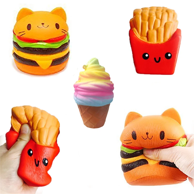 

2018 Jumbo Squishy Toys Children Slow Rising Antistrss Toy Cat Hamburger Fries Squishies Stress Relief Toy Funny Kids Gift Toy