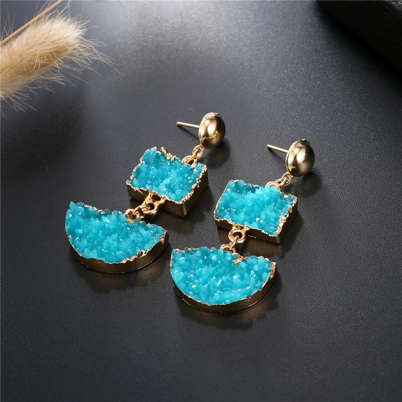 Dayoff Handmade Resin Drops Earings For Women Jewelry Square Semicircle Earrings Earing Long Earring pendientes largo E138 | Украшения и
