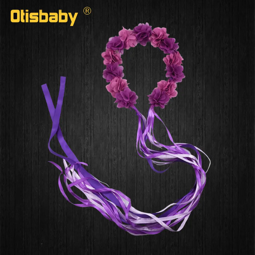 Flower Headband Нарядное платье принцессы Софии, Рапунцель для девочек; Детские великолепные Бальные платья длиной до пола; коллекция года; летний Карнавальный костюм для девочек - Цвет: Flower Headband