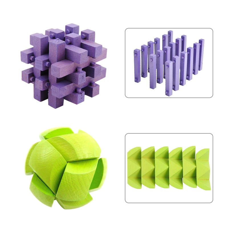 MITOYS 7 шт. замок 3D деревянные классические IQ деревянные головоломки ум головоломки заусенцев игры игрушки для взрослых детей