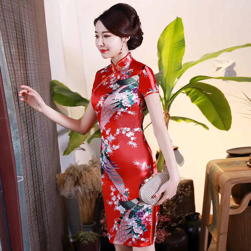 Платье в китайском стиле Ципао для женщин классическое свадебное красное платье