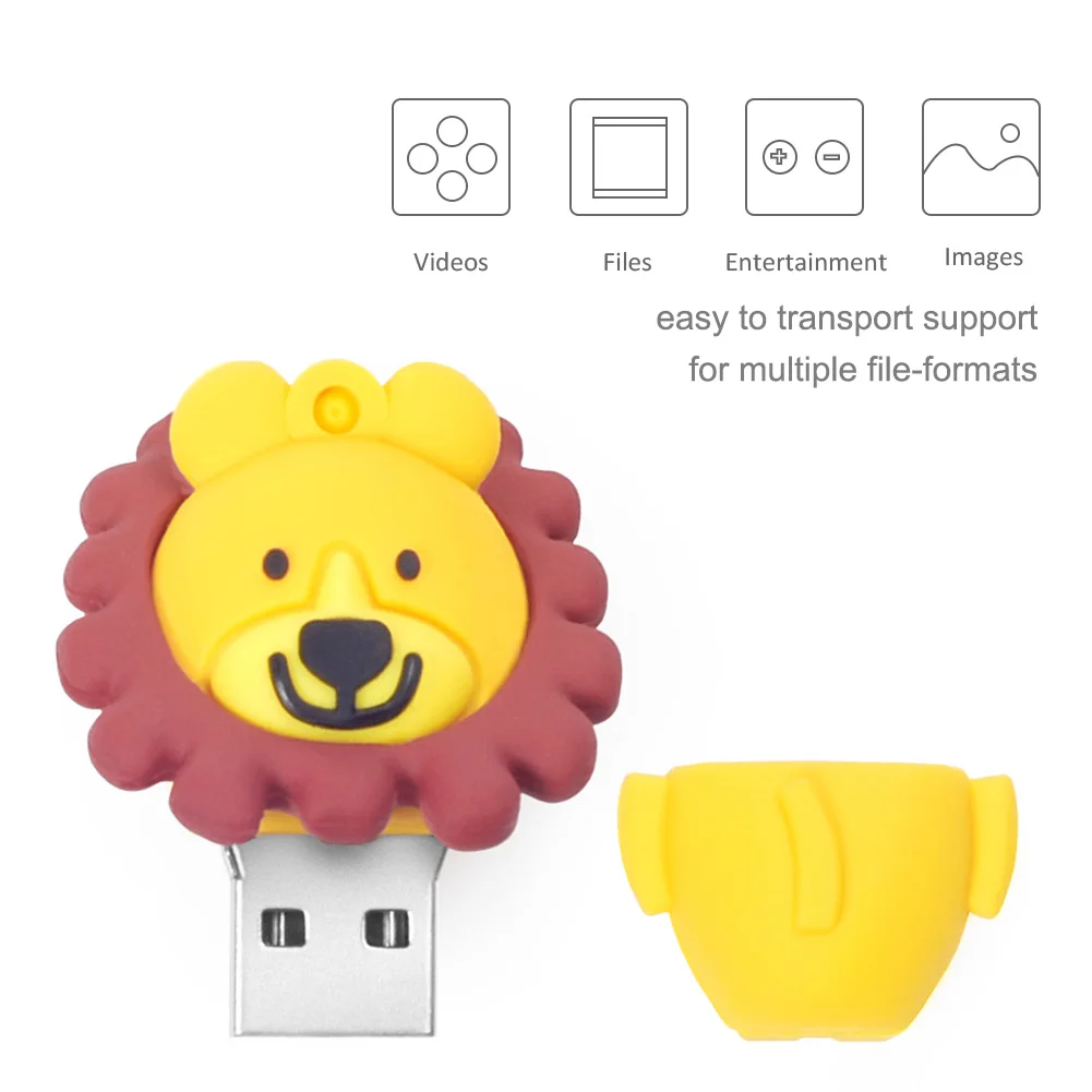 So Cute Lion USB Flash Drive Elephant Character 64gb 32gb 16gb 8gb 4gb U Disk Student Memory Stick Pendrive | Компьютеры и офис