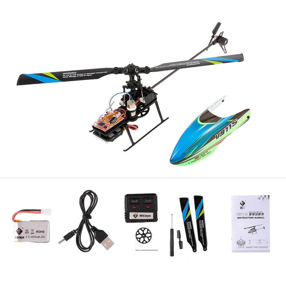 WLtoys V911S 4CH 6G 6-Aixs Gyro один пропеллер RC вертолет с гироскопом 3 батареи игрушки RTF рождественские подарки для детей - Color: 1 Battery