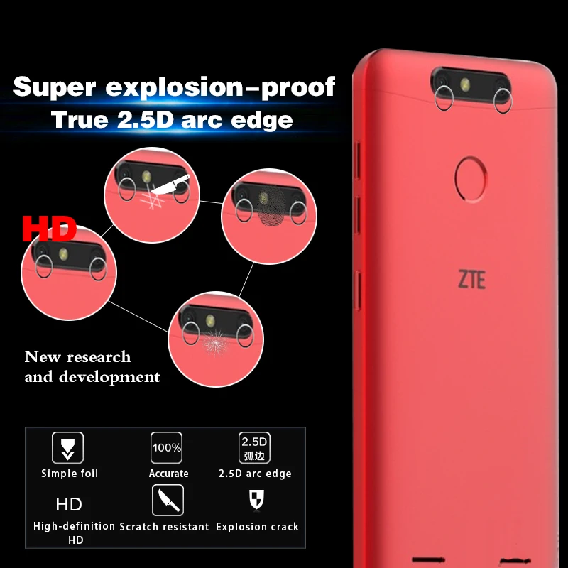 Прозрачная стеклянная пленка для объектива задней камеры ZTE Blade V8 Mini Защитная