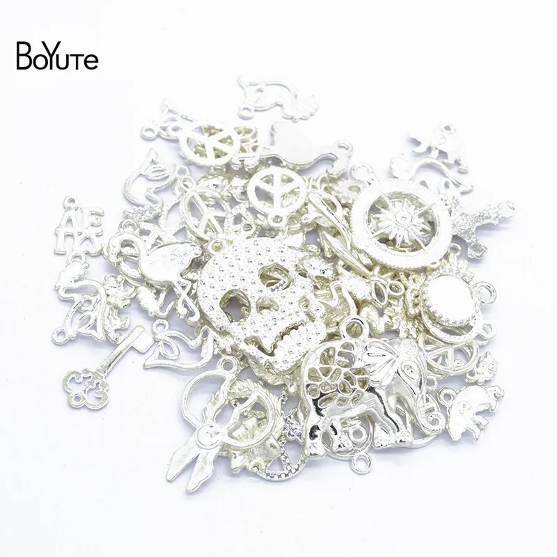 BoYuTe(50 г/лот) микс стилей металлические подвески из сплавов Diy ручной работы Винтажные Ювелирные изделия Аксессуары - Окраска металла: Посеребренный