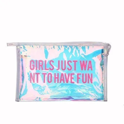 Fashion Makeup Bag Organizer Zipper Small Toilet Bag For Women Mini Holographic Makeup Pouch Pvc Transparent Cosmetic Bag Travel - Цвет: Glare
