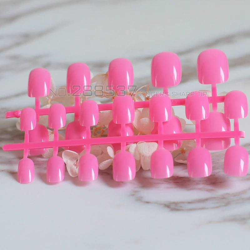 24 шт. Простые Модные сплошной цвет роза красная накладные ногти блестящая