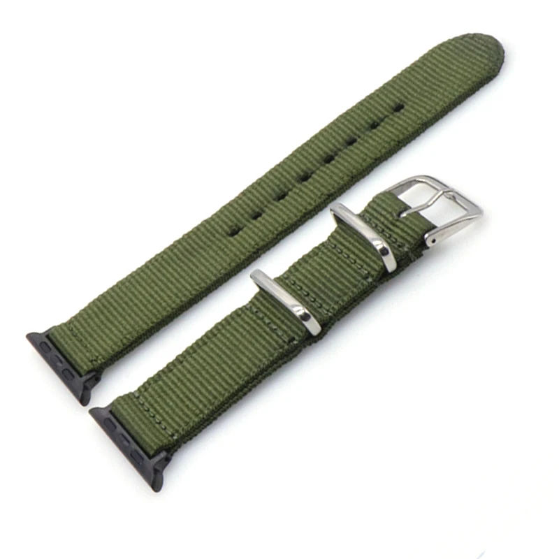 ArmyGreen Нейлоновый ремешок Nato для часов iWatch 4 3 2 1 для Apple Watch 38 мм 40 мм ремешок 42 мм 44 мм Радужный браслет на запястье - Цвет ремешка: ArmyGreen