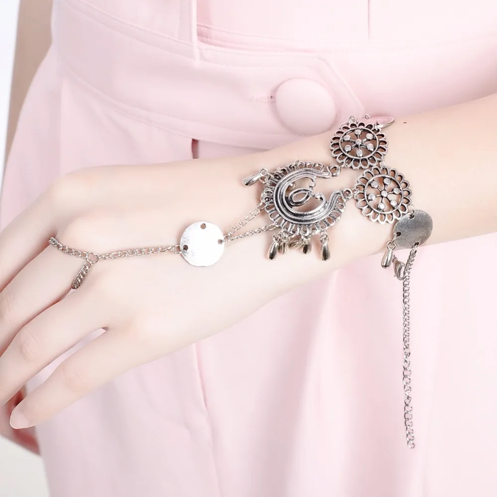 PINKSEE полый цветок звено цепи палец кольца запястье костяшки ювелирные аксессуары