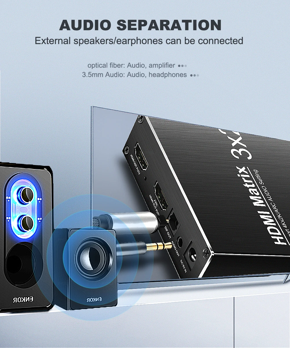HDMI матричный переключатель 2,0 адаптер 4K HDR ARC 3 в 2 Выход HDMI сплиттер конвертер ИК-адаптер управления для ноутбука Ps4 ПК проектор ТВ