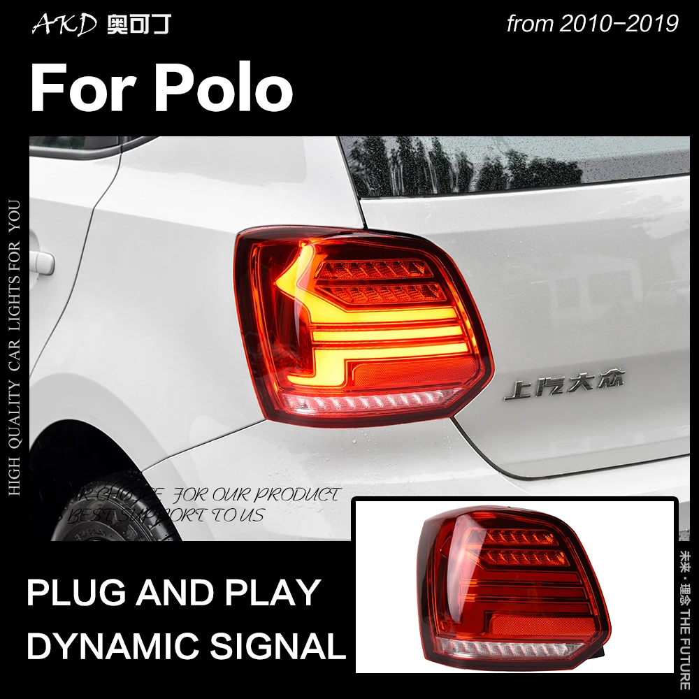 AKD автомобильный Стайлинг для VW Polo задний светильник 2010- Polo светодиодный задний фонарь светодиодный DRL динамический сигнал тормоза заднего хода авто аксессуары