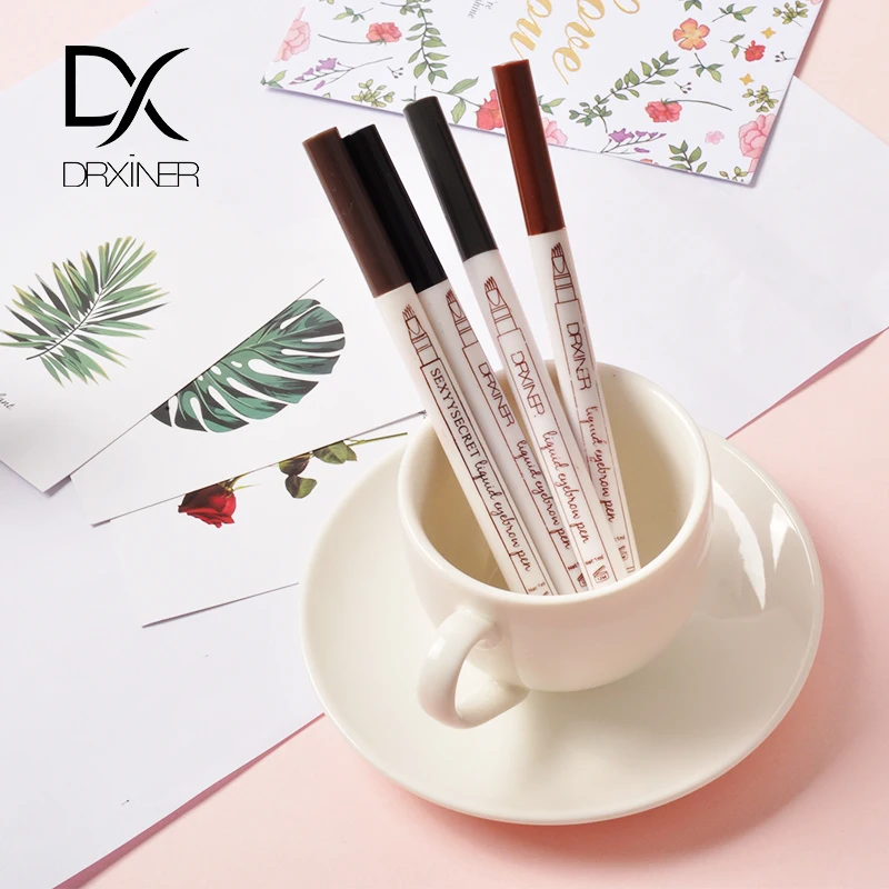 Drxiner, 4 головки, маркер для бровей, карандаш, водонепроницаемый, микроблейдинг, для бровей, тонкая татуировка, ручка, тени для бровей, макияж, карандаш для бровей