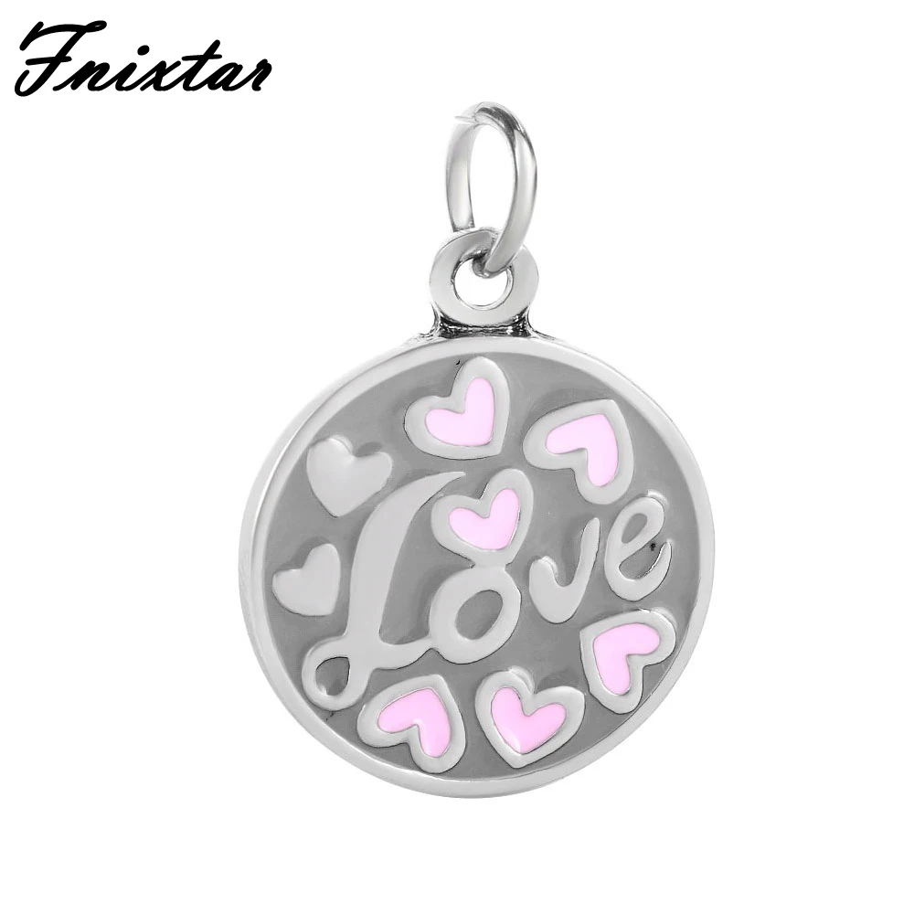 

Подвеска из сплава с надписью «Love» Fnixtar, аксессуары для ювелирных изделий, браслетов, круглые подвески 19,5 мм, лучший подарок на день Святого ...