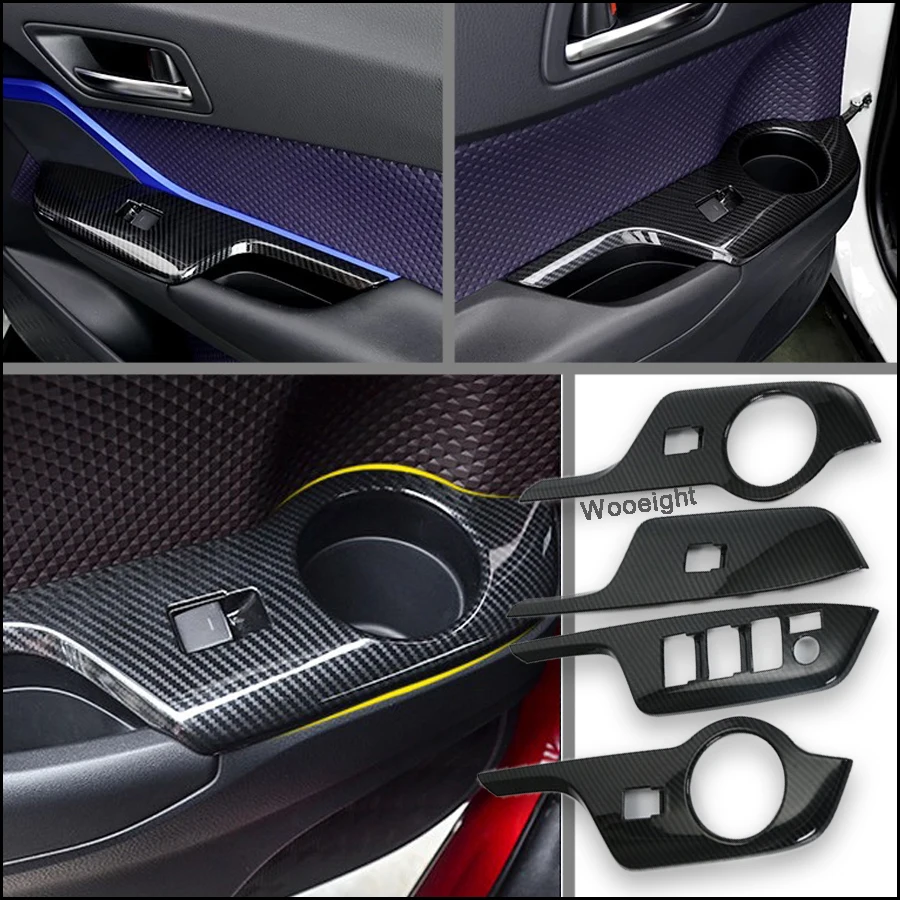 4 шт. автомобильная ручка для двери из углеродного волокна крышка кнопки Подъема