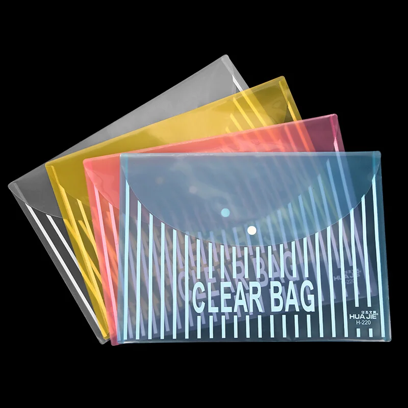 

Clear Stripe Paper File Document Bag 12Pcs Transparent Book Pen Pencil Case A4 Bag File Folder Office Student Supplies H-220