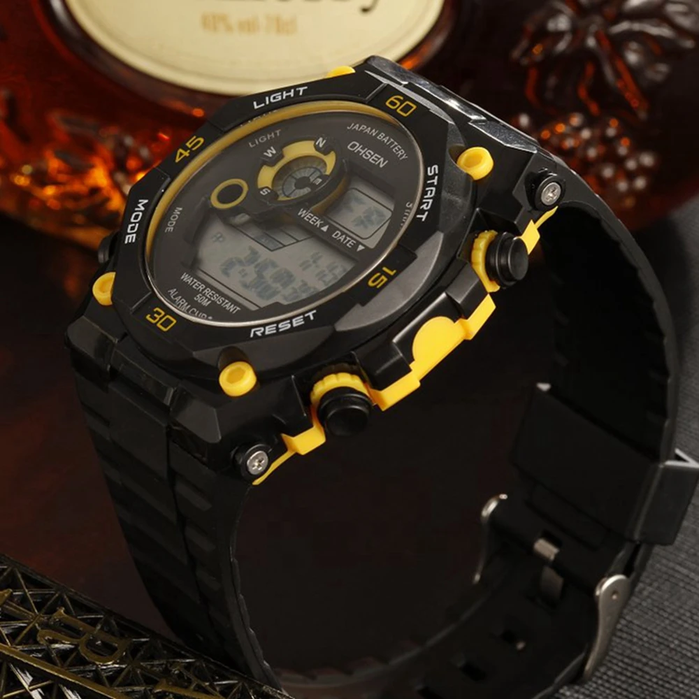 Часы наручные OHSEN Мужские Цифровые Кварцевые спортивные в стиле милитари с