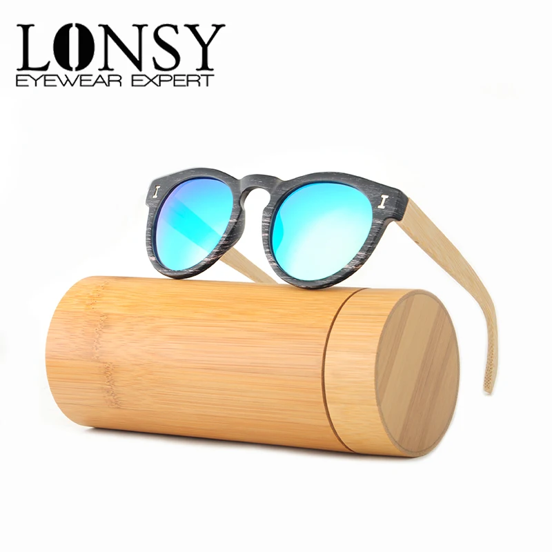 Женские бамбуковые солнцезащитные очки LONSY винтажные брендовые поляризационные