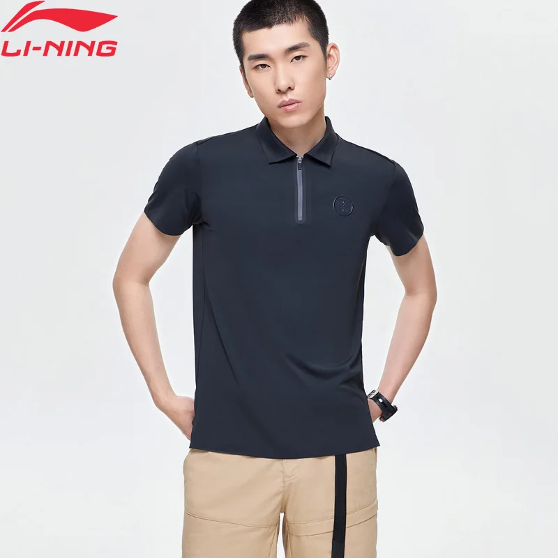 Li-Ning, мужская спортивная футболка-поло серии Wade, AT._UV-40+, сухая, дышащая, облегающая, с подкладкой, Спортивная футболка APLP071 MTP496