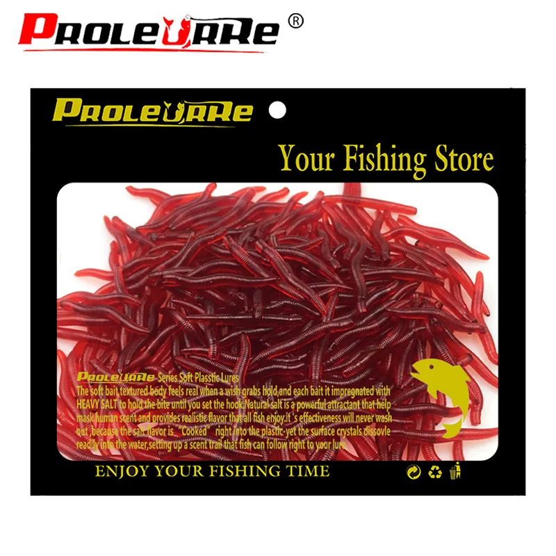 

100pcs 3.5cm 0.25g Soft Lure Red Worms EarthWorm Fishing Baits Worms Trout Fishing Lures fishing tackle fishing spoon jigs